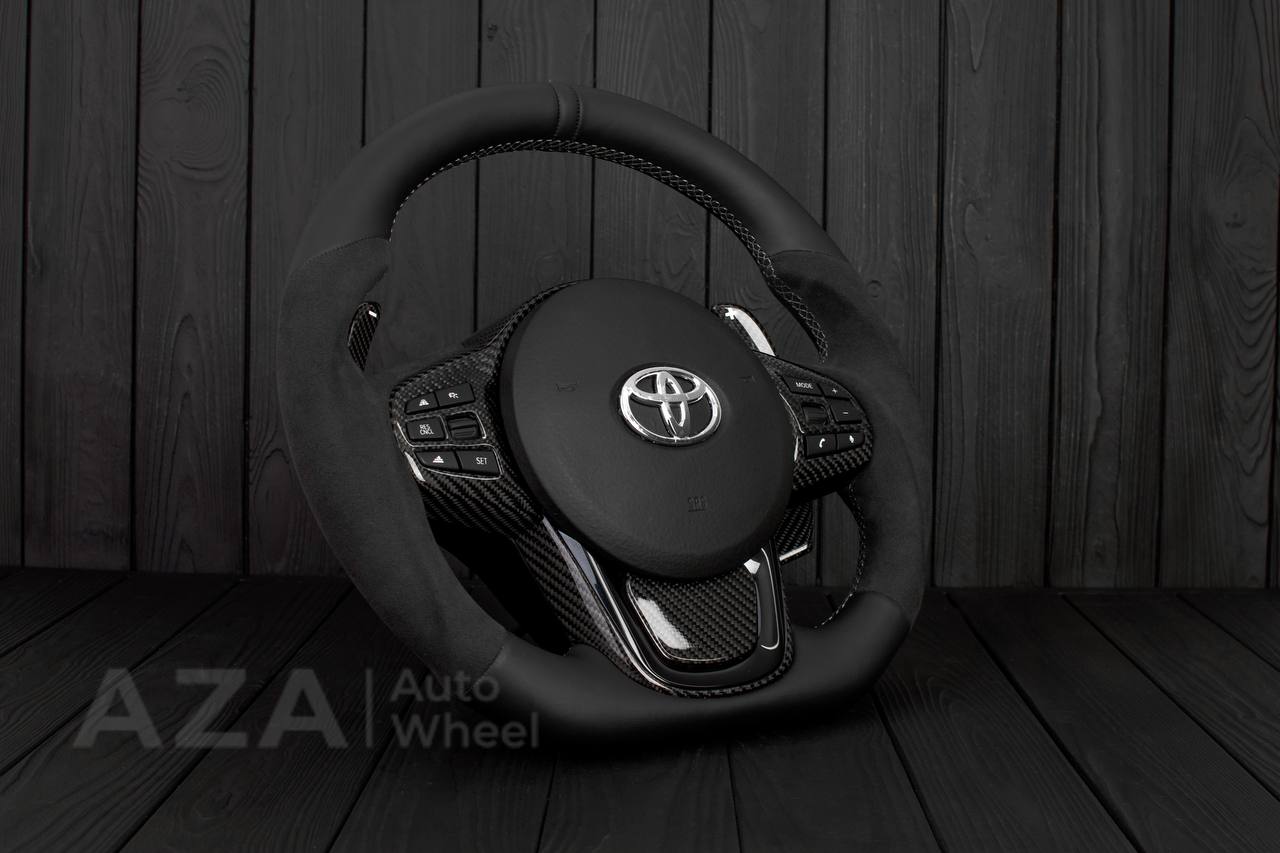 Steering wheel 2020+ TOYOTA SUPRA A90/A91+ Carbon fiber/Napa/Alcantara/Black stripe (can be any color) - Image 3