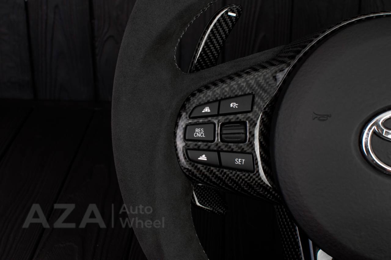 Steering wheel 2020+ TOYOTA SUPRA A90/A91+ Carbon fiber/Napa/Alcantara/Black stripe (can be any color) - Image 12