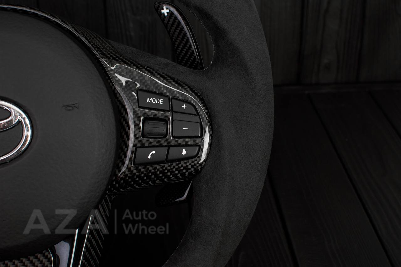 Steering wheel 2020+ TOYOTA SUPRA A90/A91+ Carbon fiber/Napa/Alcantara/Black stripe (can be any color) - Image 11