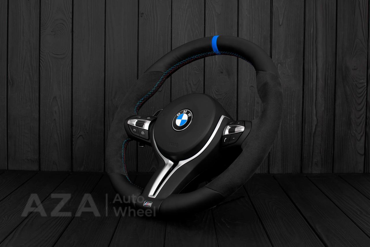 Steering wheel BMW F8X No trim Napa/Alcantara/Blue stripe (can be any color, can be heated) - Image 4