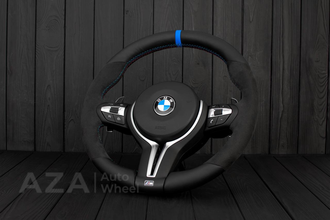 Steering wheel BMW F8X No trim Napa/Alcantara/Blue stripe (can be any color, can be heated) - Image 5