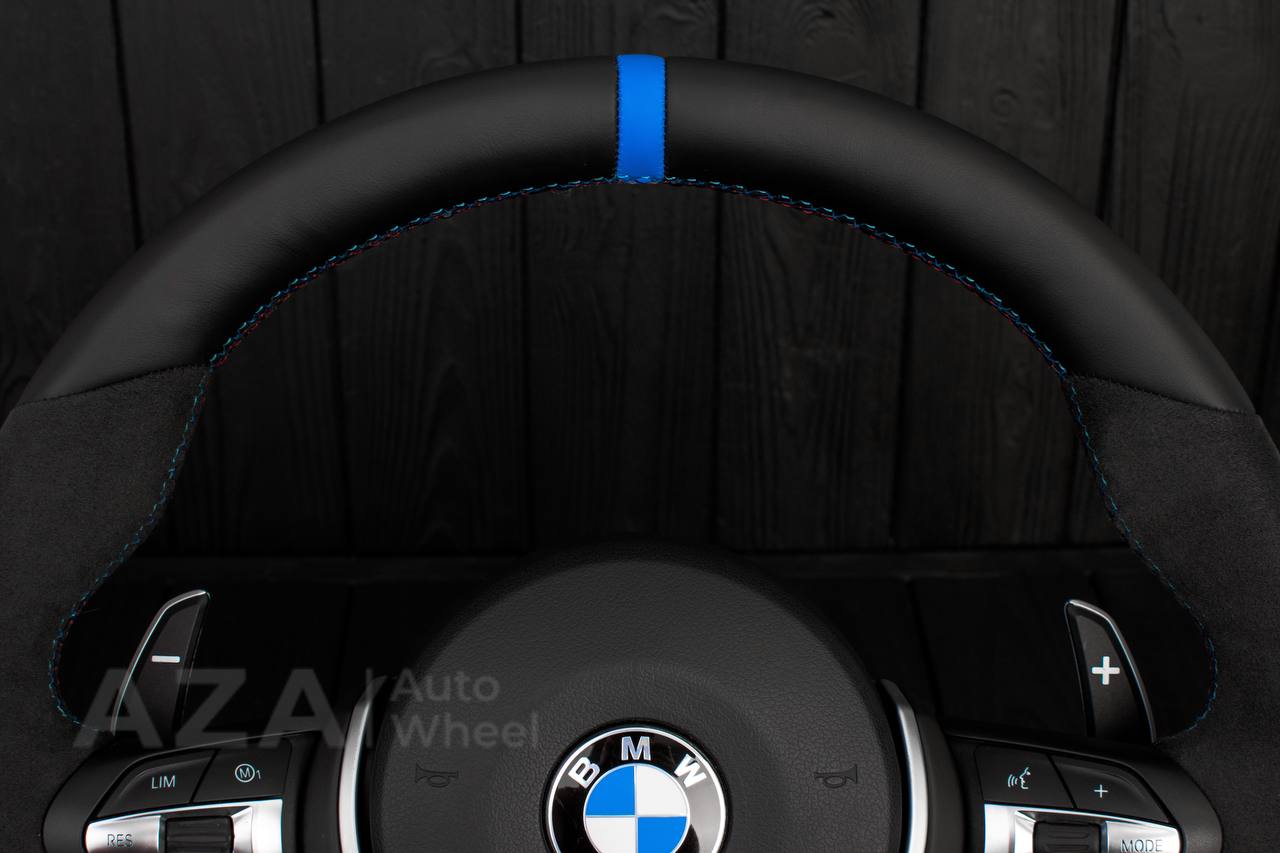 Steering wheel BMW F8X No trim Napa/Alcantara/Blue stripe (can be any color, can be heated) - Image 14