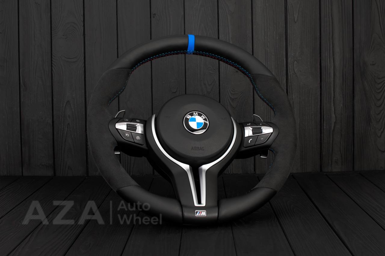 Steering wheel BMW F8X No trim Napa/Alcantara/Blue stripe (can be any color, can be heated) - Image 3