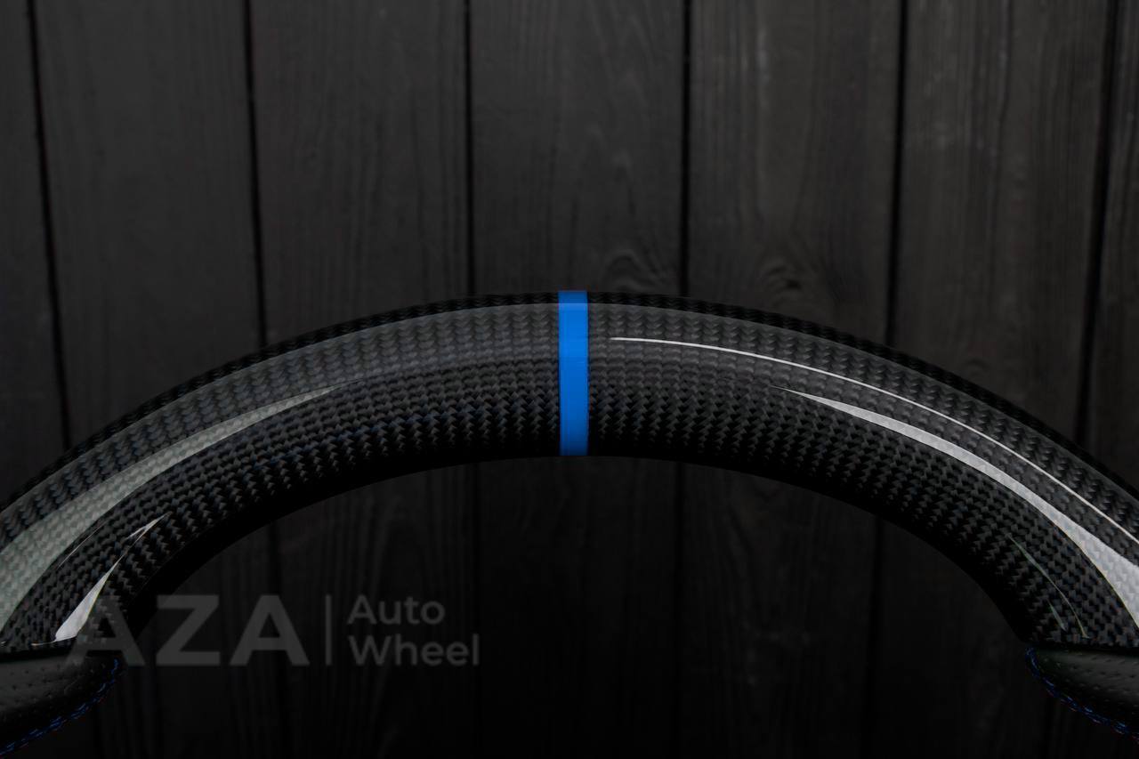 Steering wheel DODGE RAM Dakota 2ND GEN 1998-2002 Carbon fiber/Perforated italian leather/Blue stripe (can be any color) - Image 15
