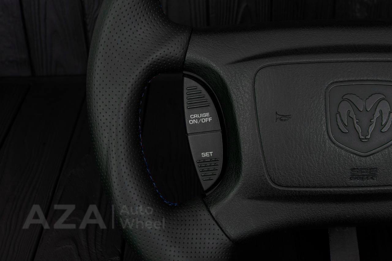 Steering wheel DODGE RAM Dakota 2ND GEN 1998-2002 Carbon fiber/Perforated italian leather/Blue stripe (can be any color) - Image 14