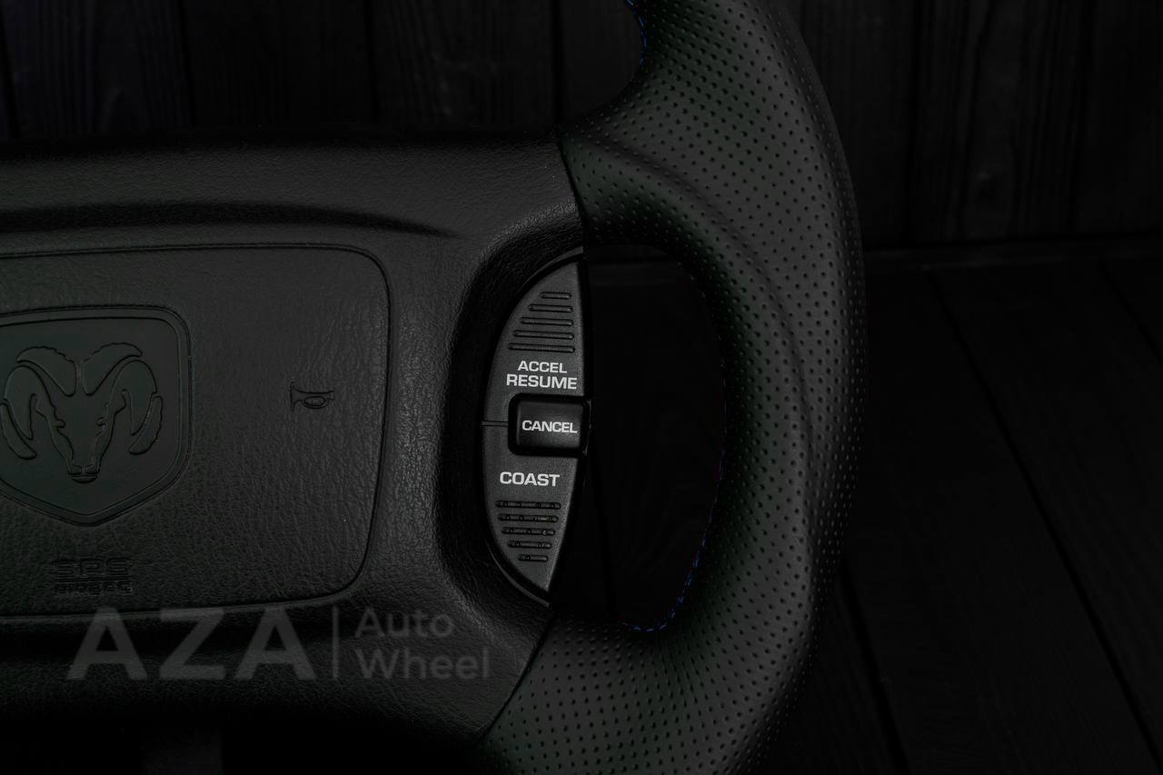 Steering wheel DODGE RAM Dakota 2ND GEN 1998-2002 Carbon fiber/Perforated italian leather/Blue stripe (can be any color) - Image 11