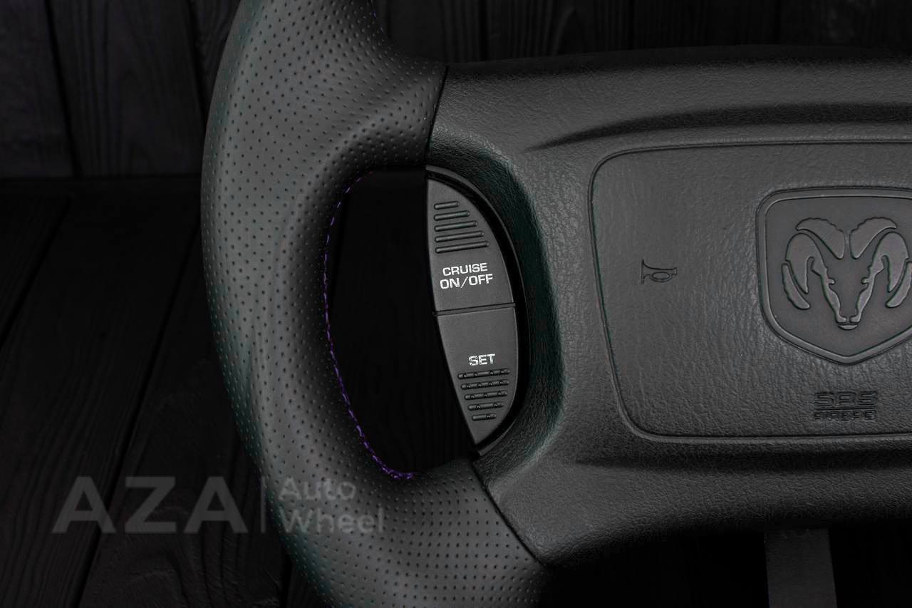 Steering wheel DODGE RAM Dakota 2ND GEN 1998-2002 Carbon fiber/Perforated italian leather/Purple stripe (can be any color) - Image 12