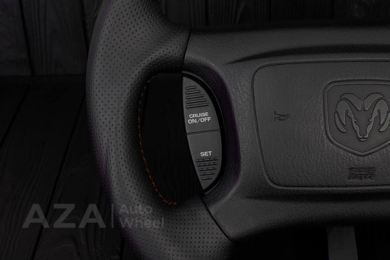 Steering wheel DODGE RAM Dakota 2ND GEN 1998-2002 Carbon fiber/Perforated italian leather/Orange stripe (can be any color) - Image 12