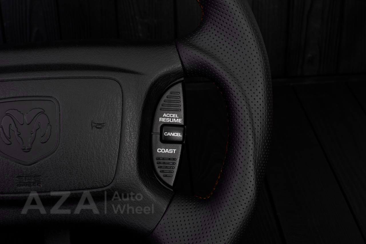 Steering wheel DODGE RAM Dakota 2ND GEN 1998-2002 Carbon fiber/Perforated italian leather/Orange stripe (can be any color) - Image 11