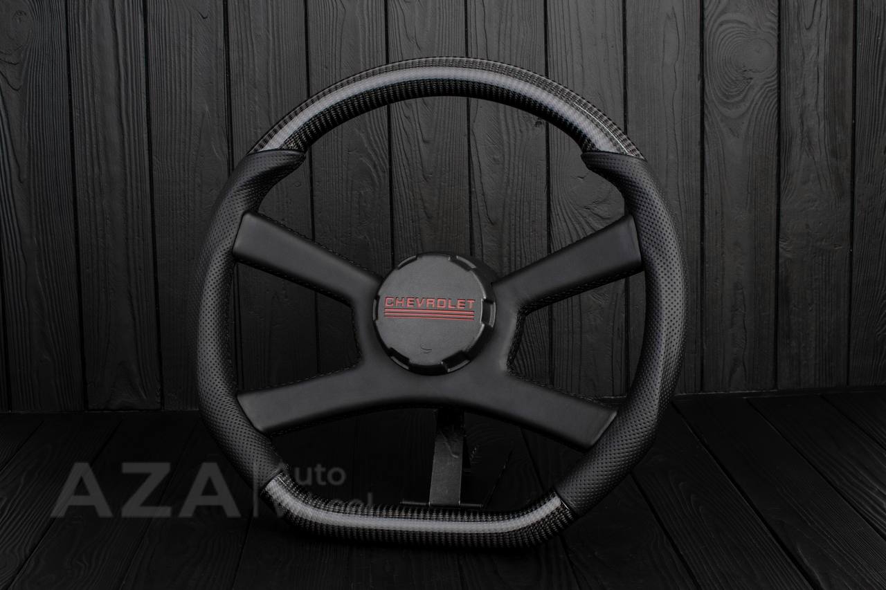Steering wheel GM, OBS Silverado (1988-1994) Carbon fiber/Perforated leather (can be any color stitch) - Image 3