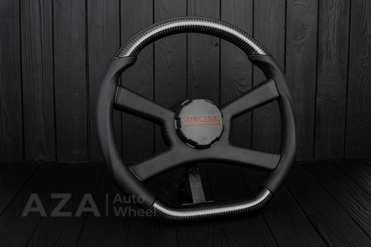 Steering wheel GM, OBS Silverado (1988-1994) Carbon fiber/Perforated leather (can be any color stitch) - Image 5