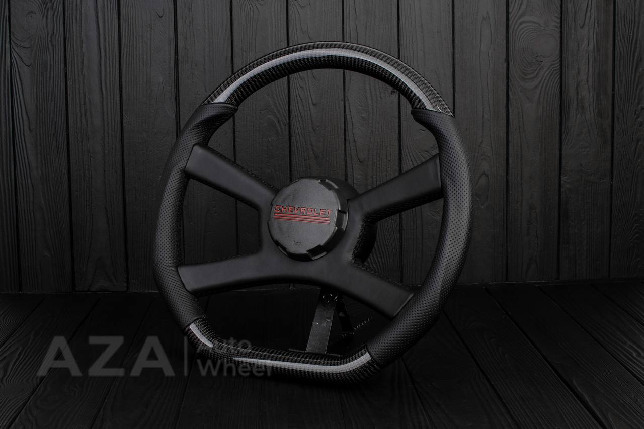 Steering wheel GM, OBS Silverado (1988-1994) Carbon fiber/Perforated leather (can be any color stitch) - Image 4