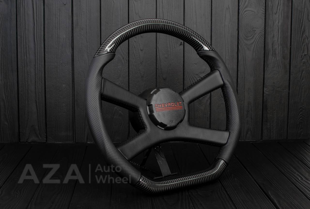 Steering wheel GM, OBS Silverado (1988-1994) Carbon fiber/Perforated leather (can be any color stitch) - Image 6