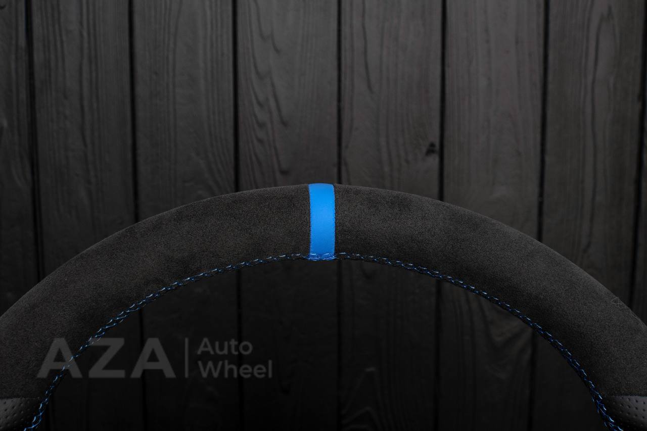 Steering wheel 2015+ Dodge Charger/Challenger/Durango Carbon fiber/Perforated leather/Alcantara/Hellcat paddles/Blue stripe - Image 8