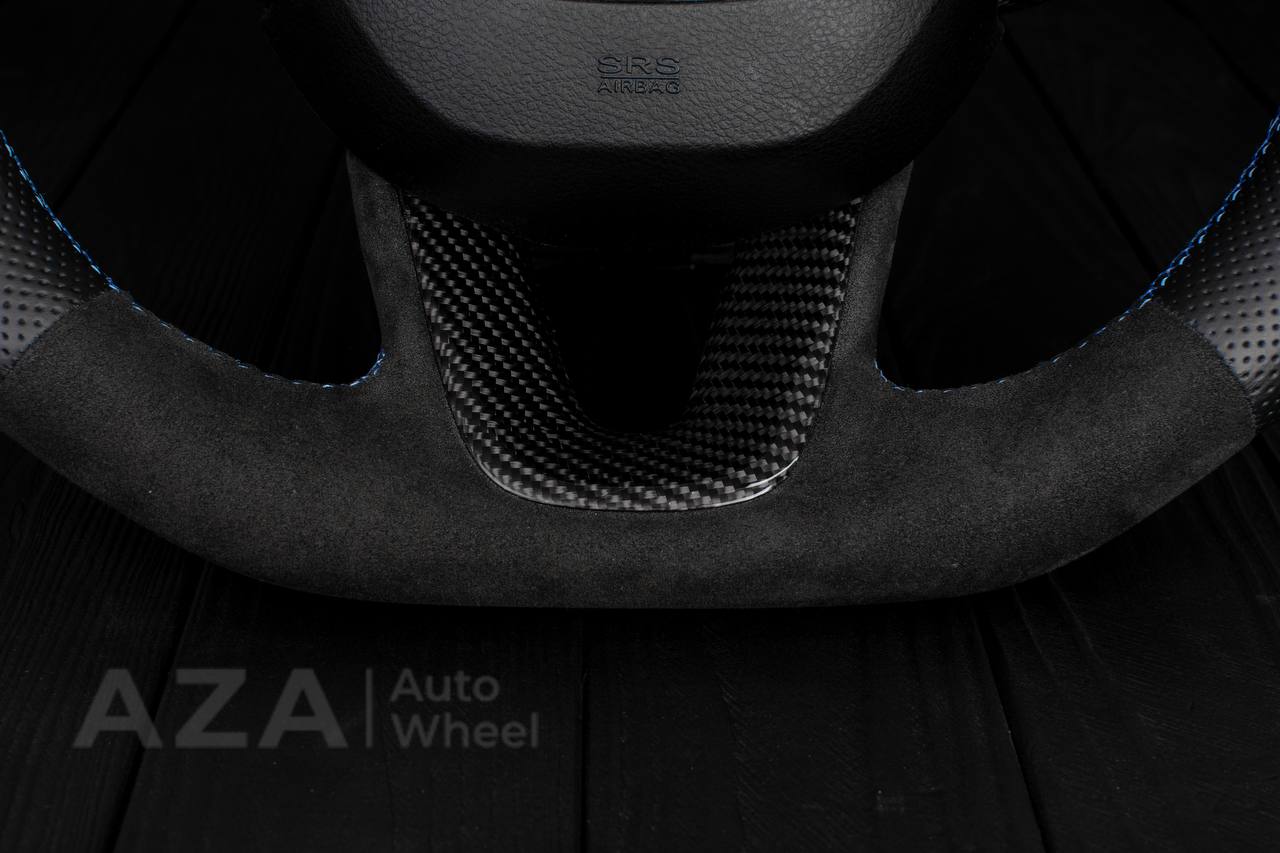 Steering wheel 2015+ Dodge Charger/Challenger/Durango Carbon fiber/Perforated leather/Alcantara/Hellcat paddles/Blue stripe - Image 10
