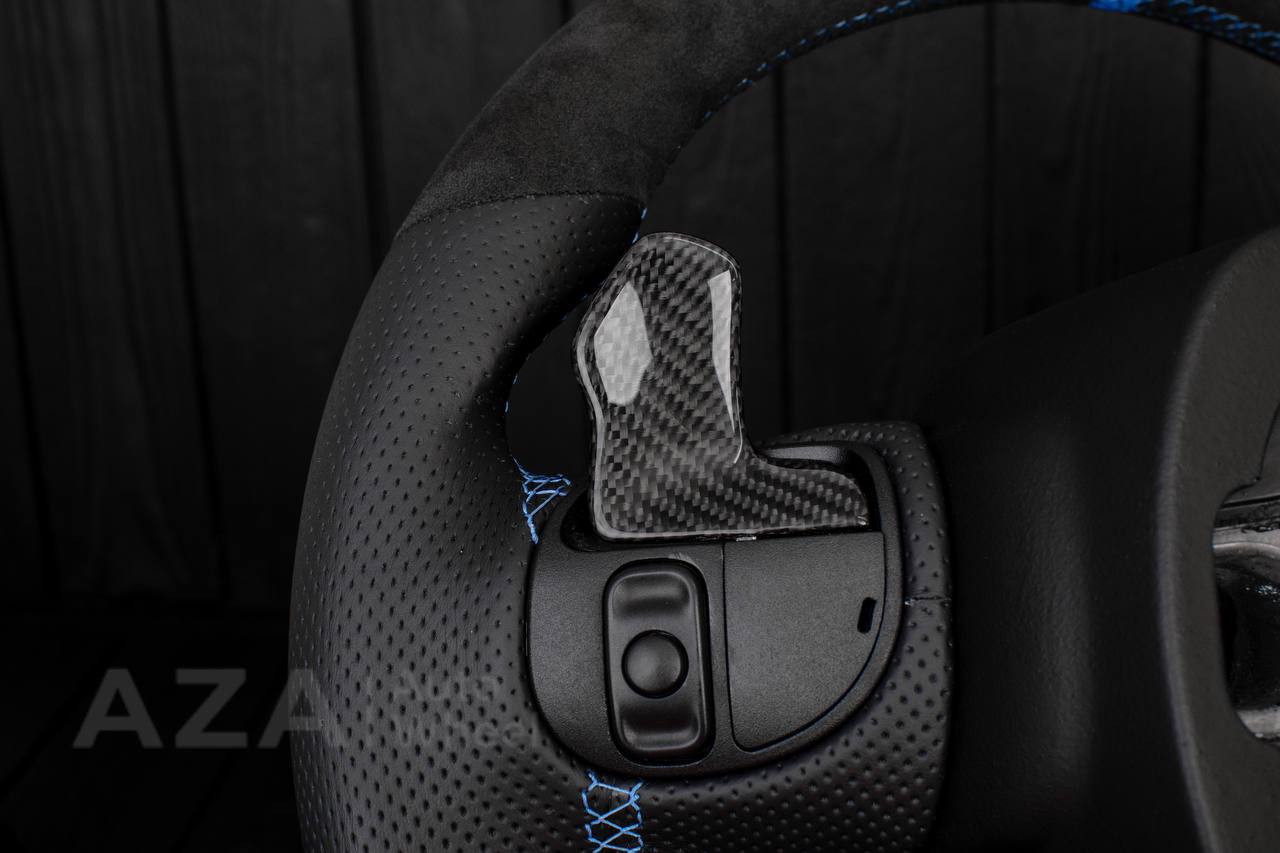 Steering wheel 2015+ Dodge Charger/Challenger/Durango Carbon fiber/Perforated leather/Alcantara/Hellcat paddles/Blue stripe - Image 17