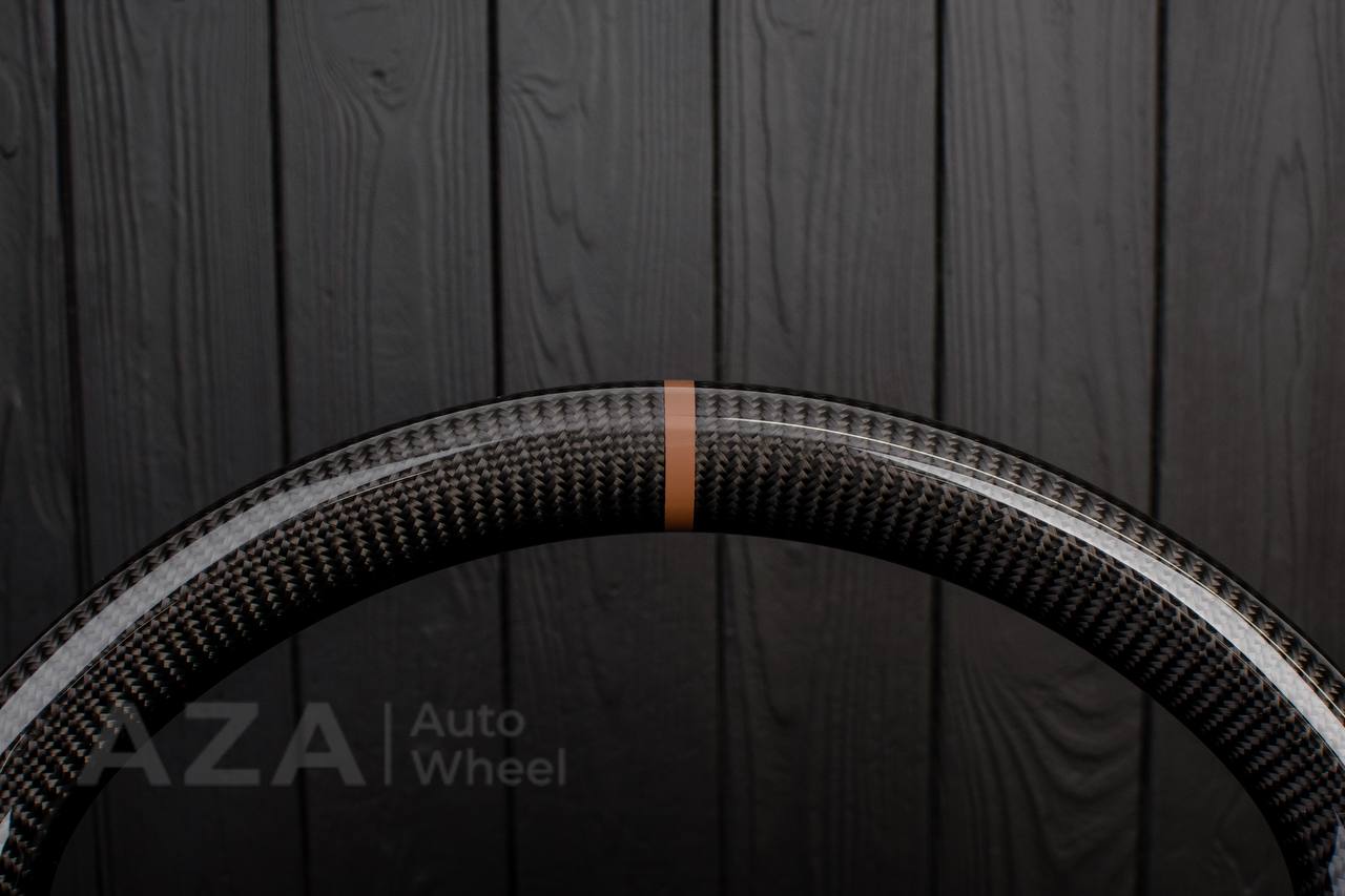 Steering wheel Ford F150/F250/F350 97-2007 Carbon fiber/Perforated leather/Brown stripe (can be any color per request) - Image 6