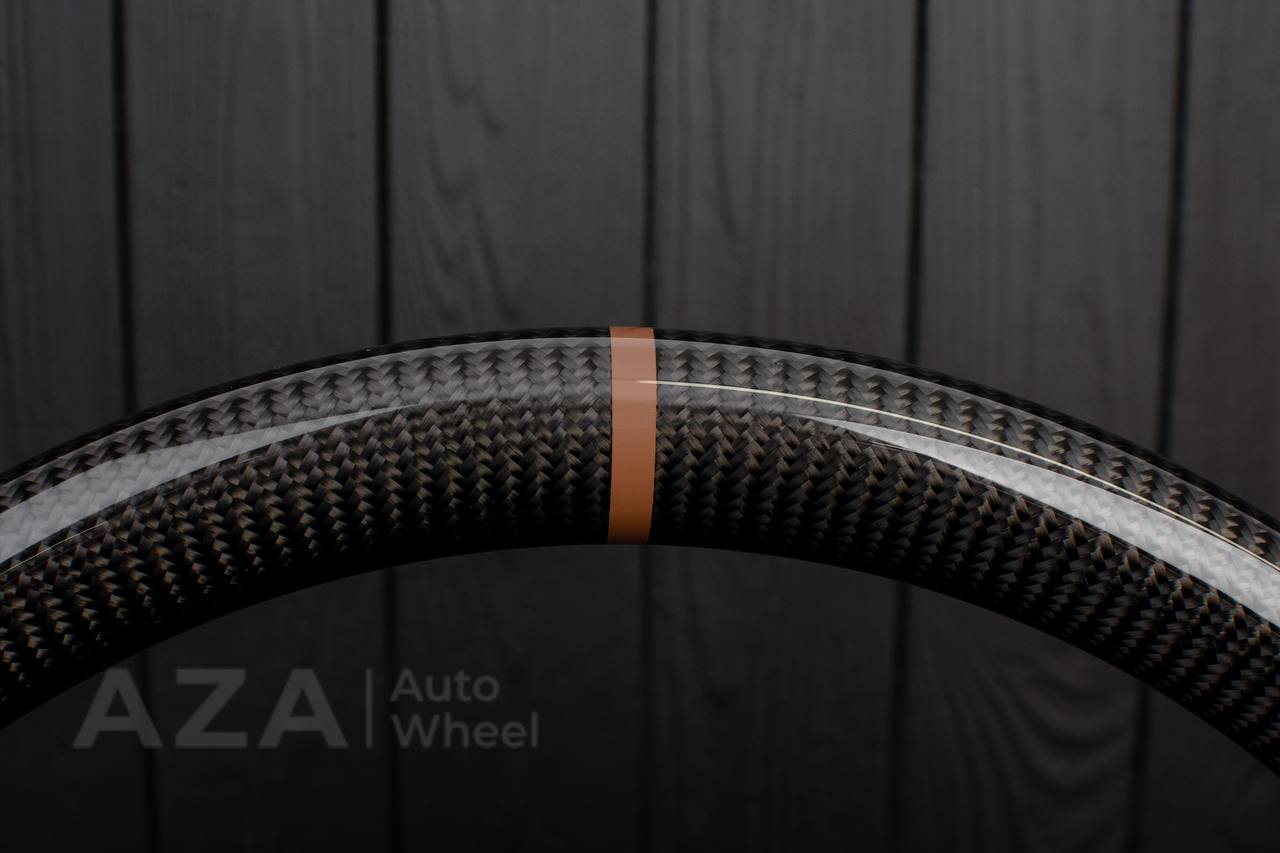 Steering wheel Ford F150/F250/F350 97-2007 Carbon fiber/Perforated leather/Brown stripe (can be any color per request) - Image 7