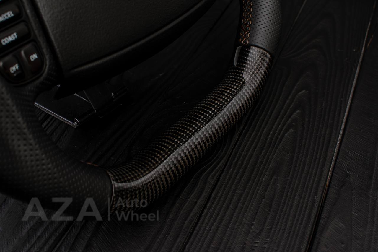 Steering wheel Ford F150/F250/F350 97-2007 Carbon fiber/Perforated leather/Brown stripe (can be any color per request) - Image 14