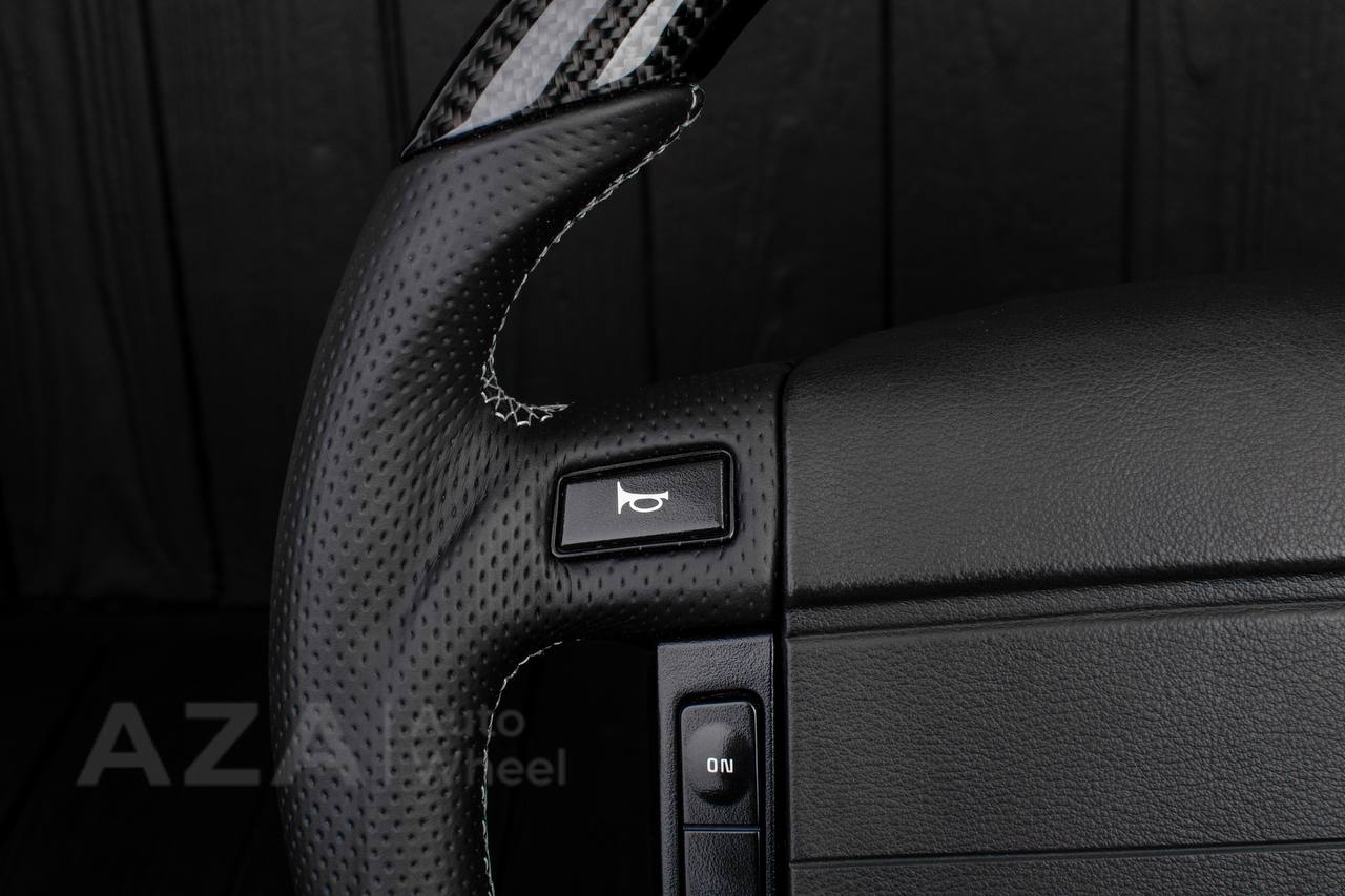 Steering Wheel Fox Body Ford Mustang GT Cobra SVT Saleen Roush Carbon fiber/Perforated leather/Grey stripe (can be any color stripe and stitching) - Image 9
