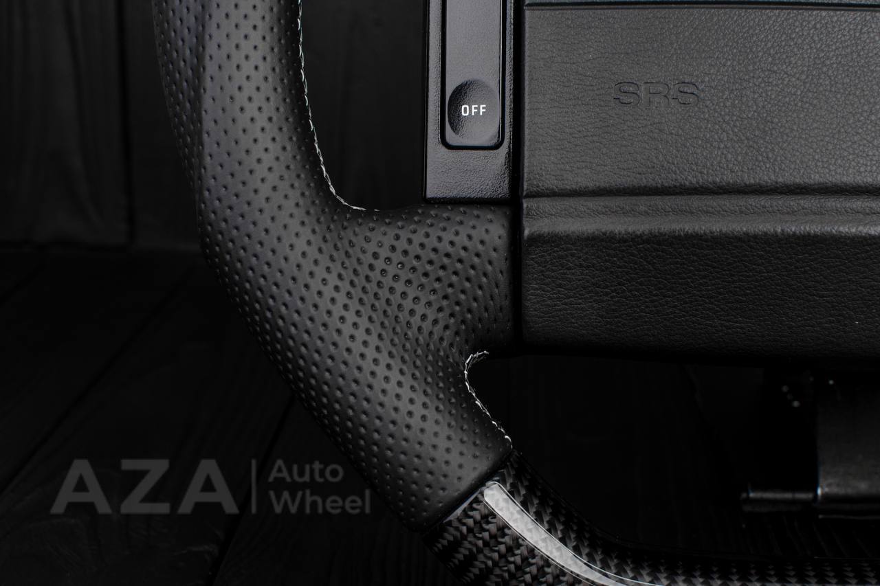 Steering Wheel Fox Body Ford Mustang GT Cobra SVT Saleen Roush Carbon fiber/Perforated leather/Grey stripe (can be any color stripe and stitching) - Image 10