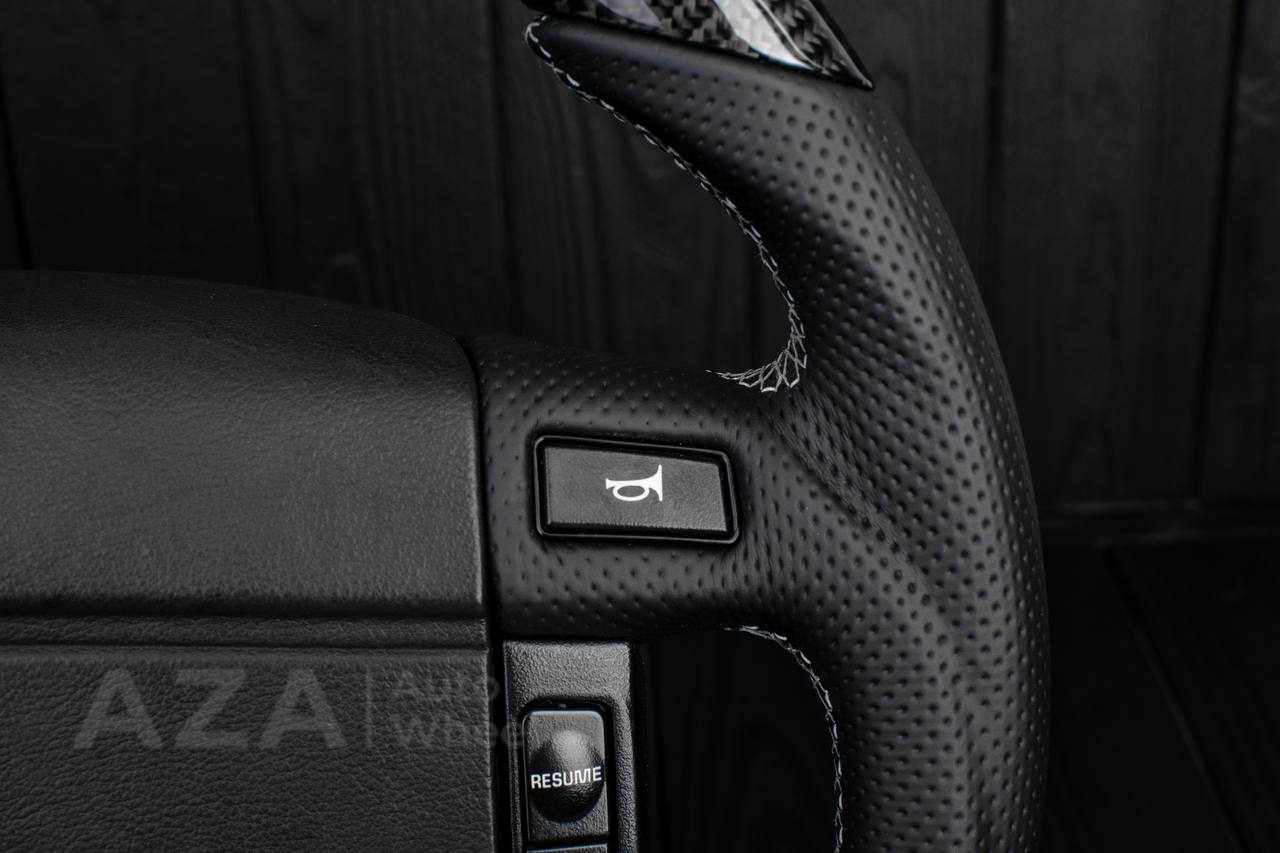 Steering Wheel Fox Body Ford Mustang GT Cobra SVT Saleen Roush Carbon fiber/Perforated leather/Grey stripe (can be any color stripe and stitching) - Image 11