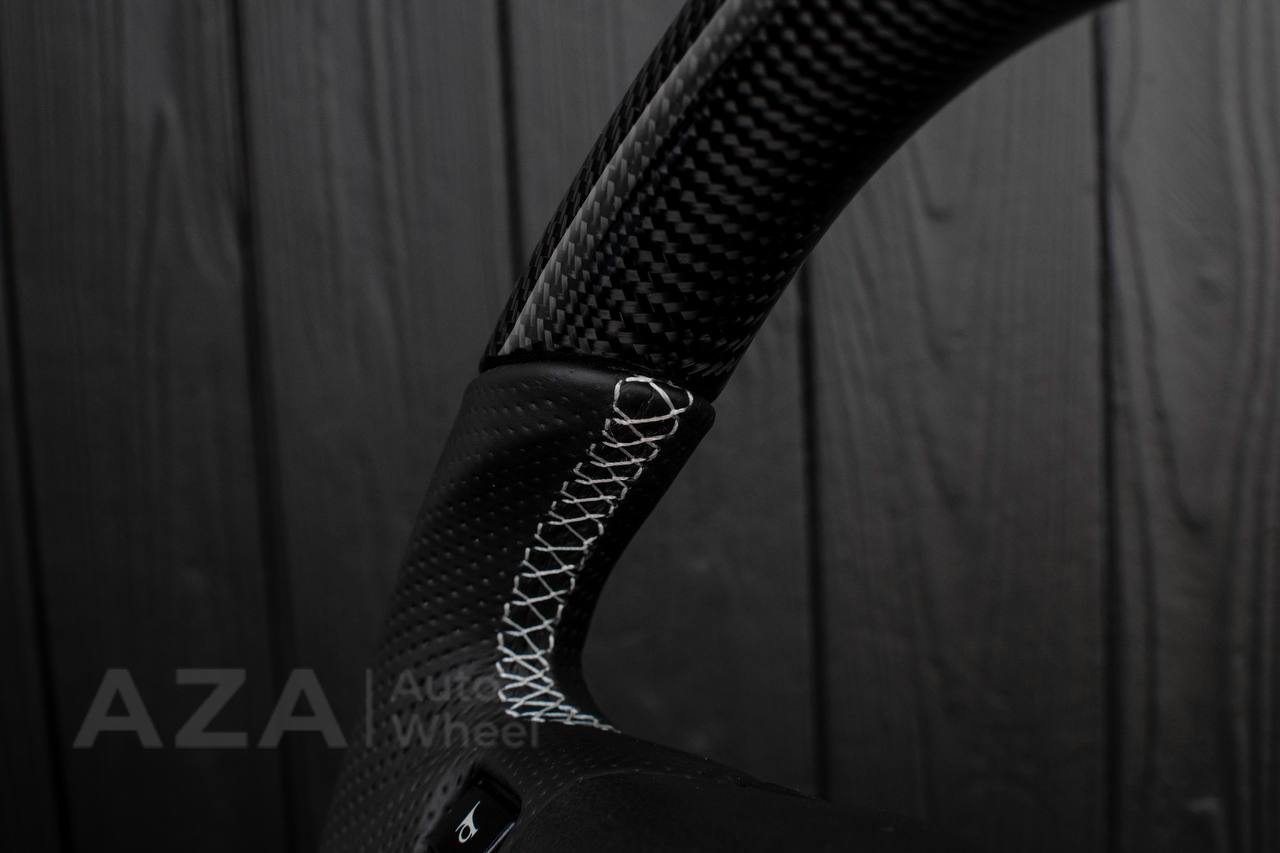 Steering Wheel Fox Body Ford Mustang GT Cobra SVT Saleen Roush Carbon fiber/Perforated leather/Grey stripe (can be any color stripe and stitching) - Image 12