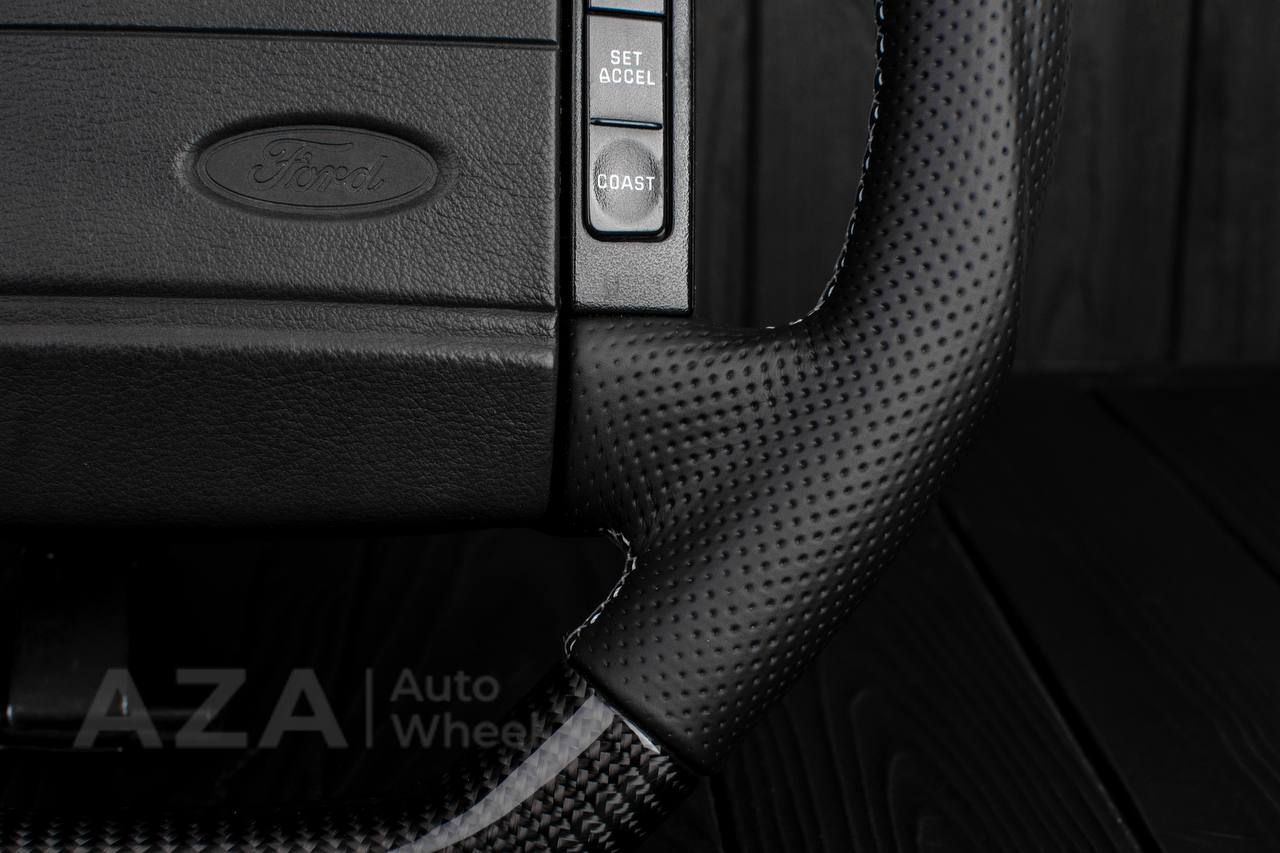 Steering Wheel Fox Body Ford Mustang GT Cobra SVT Saleen Roush Carbon fiber/Perforated leather/Grey stripe (can be any color stripe and stitching) - Image 13