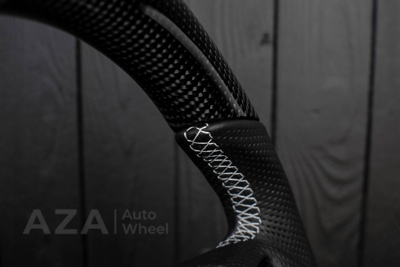 Steering Wheel Fox Body Ford Mustang GT Cobra SVT Saleen Roush Carbon fiber/Perforated leather/Grey stripe (can be any color stripe and stitching) - Image 15