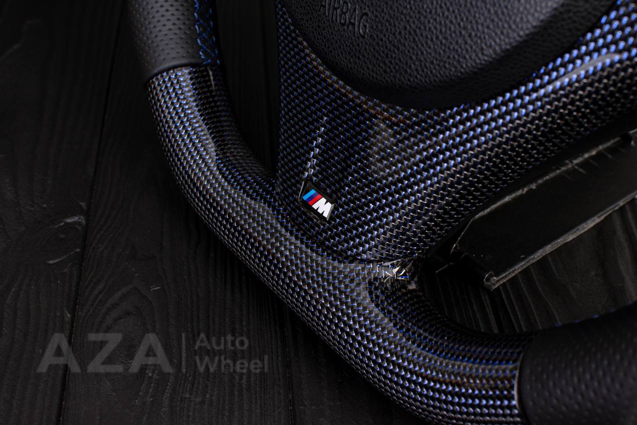 Steering wheel BMW E9X/E8X Carbon fiber/Perforated leather/Blue stripe - Image 10