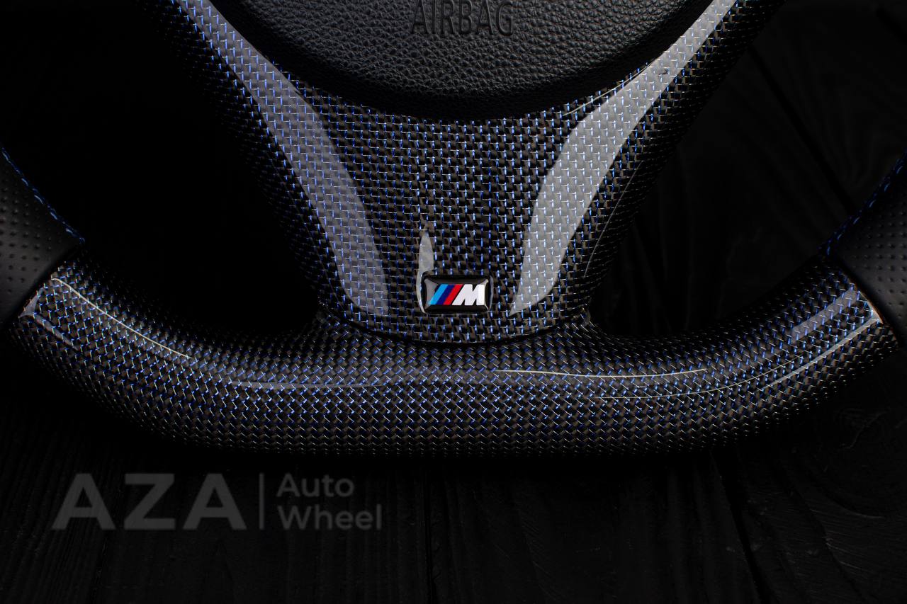Steering wheel BMW E9X/E8X Carbon fiber/Perforated leather/Blue stripe - Image 11