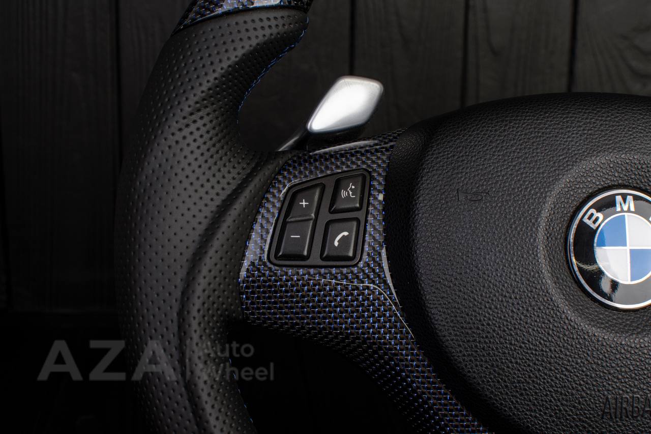 Steering wheel BMW E9X/E8X Carbon fiber/Perforated leather/Blue stripe - Image 12