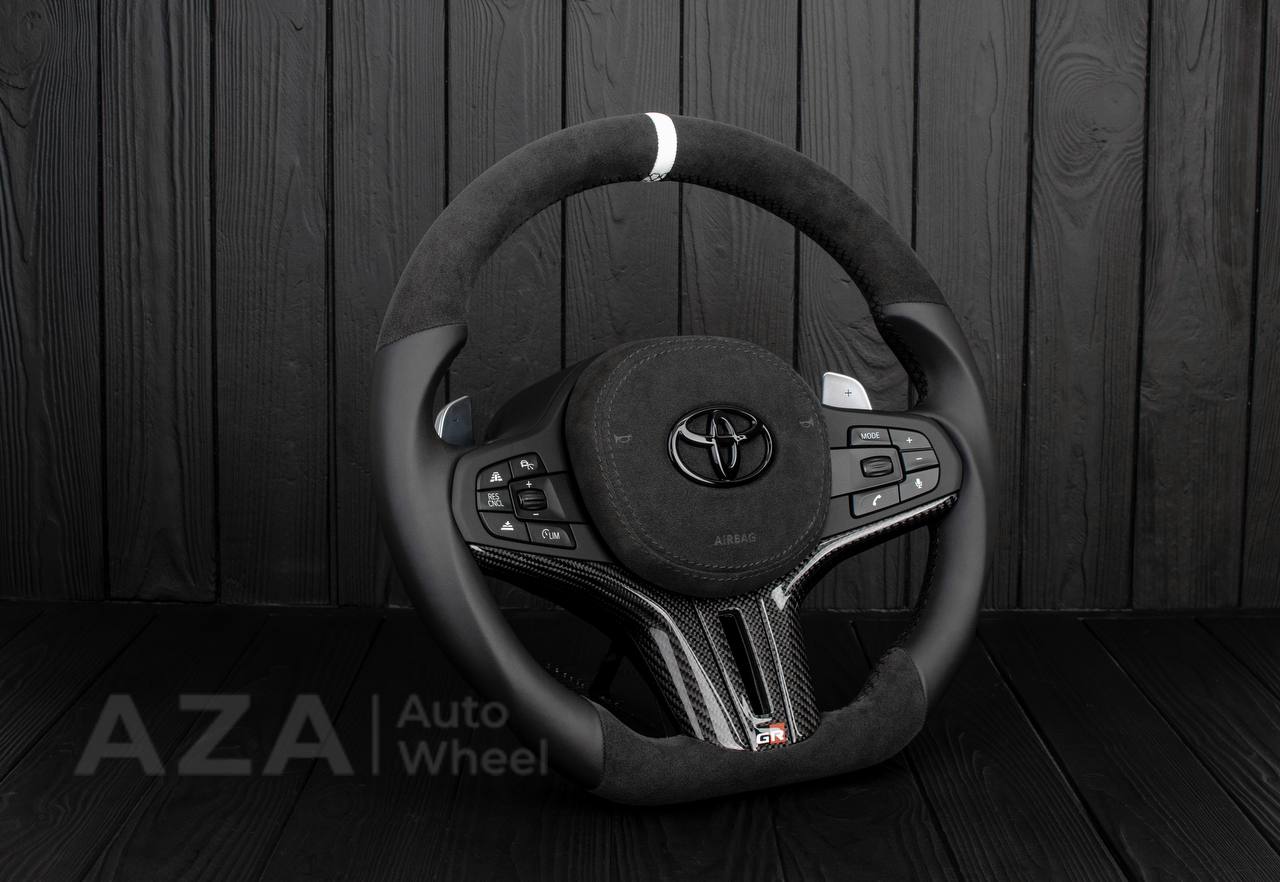 Steering wheel BMW M4 TO 2020+ TOYOTA SUPRA A90/A91 RETROFIT (comes complete with air bag and buttons, can choose any color stripe and stitching) - Image 4
