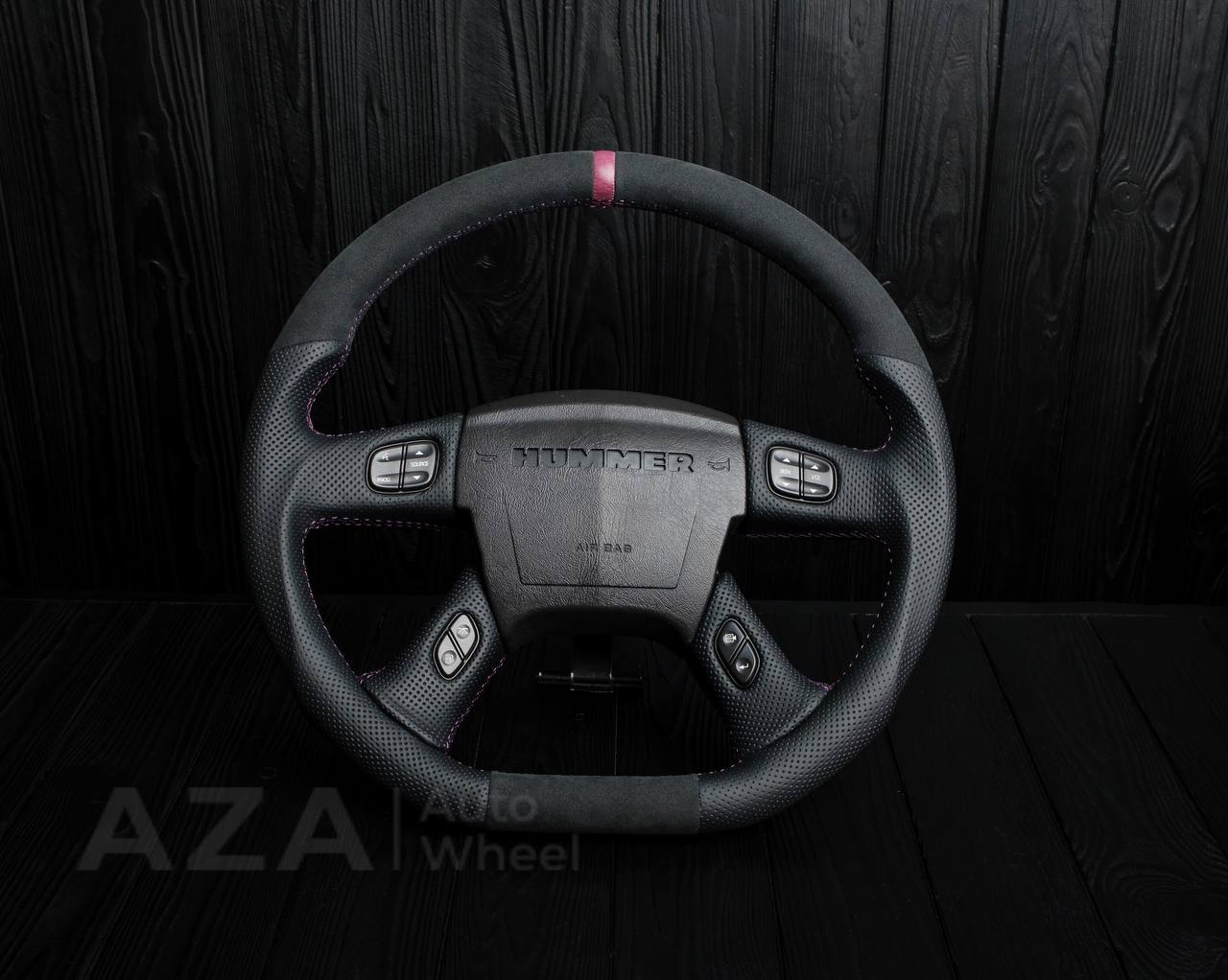 Steering wheel Hummer H2 Alcantara/Perforated leather/Purple stripe