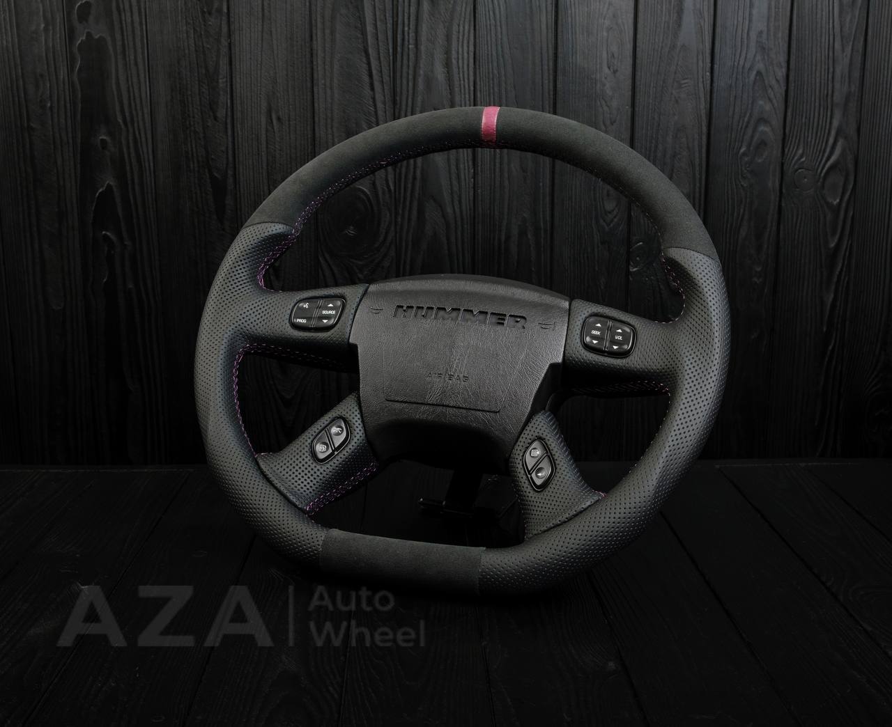 Steering wheel Hummer H2 Alcantara/Perforated leather/Purple stripe - Image 3