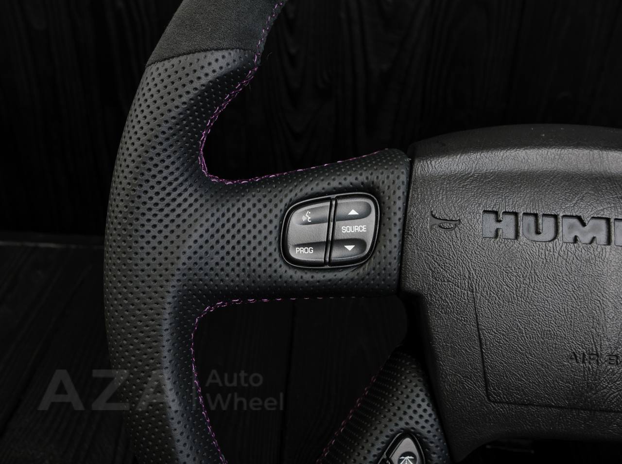 Steering wheel Hummer H2 Alcantara/Perforated leather/Purple stripe - Image 7