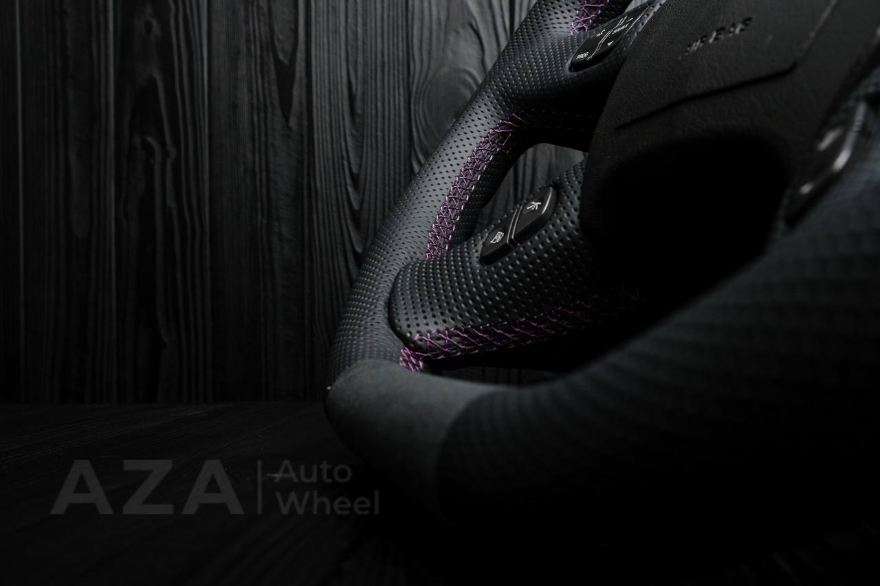 Steering wheel Hummer H2 Alcantara/Perforated leather/Purple stripe - Image 8