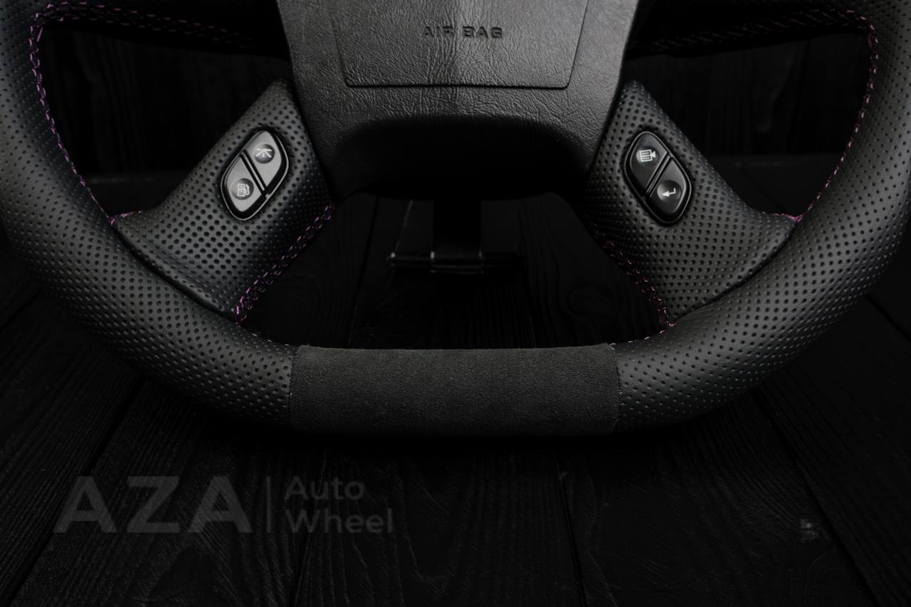Steering wheel Hummer H2 Alcantara/Perforated leather/Purple stripe - Image 9