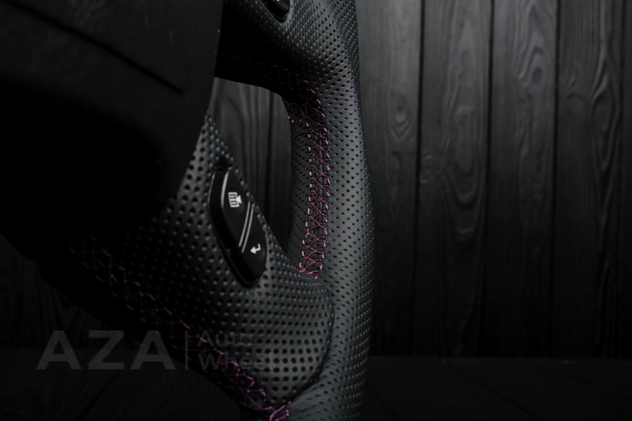 Steering wheel Hummer H2 Alcantara/Perforated leather/Purple stripe - Image 10