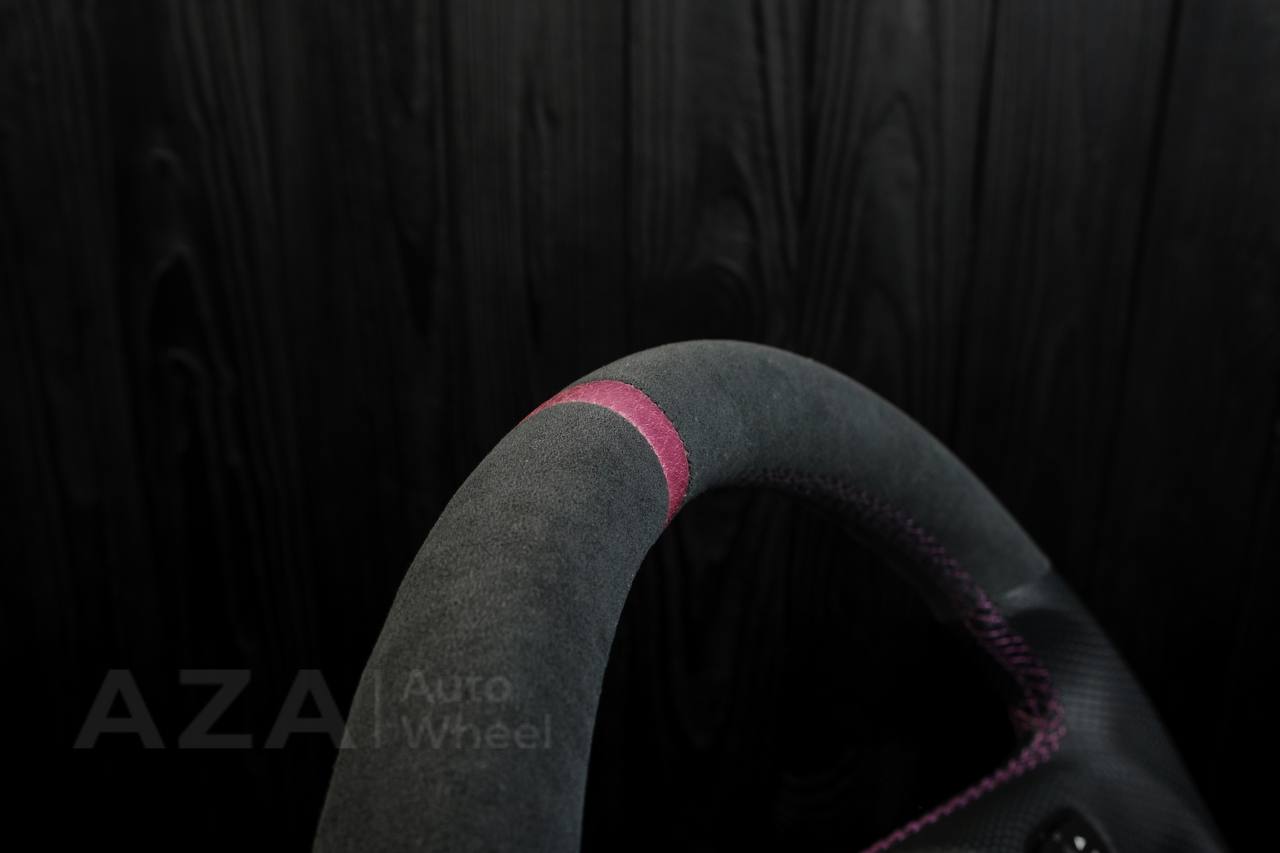 Steering wheel Hummer H2 Alcantara/Perforated leather/Purple stripe - Image 11