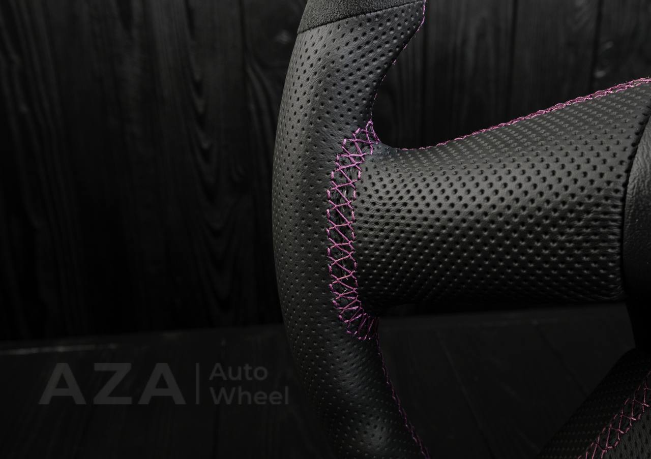 Steering wheel Hummer H2 Alcantara/Perforated leather/Purple stripe - Image 12
