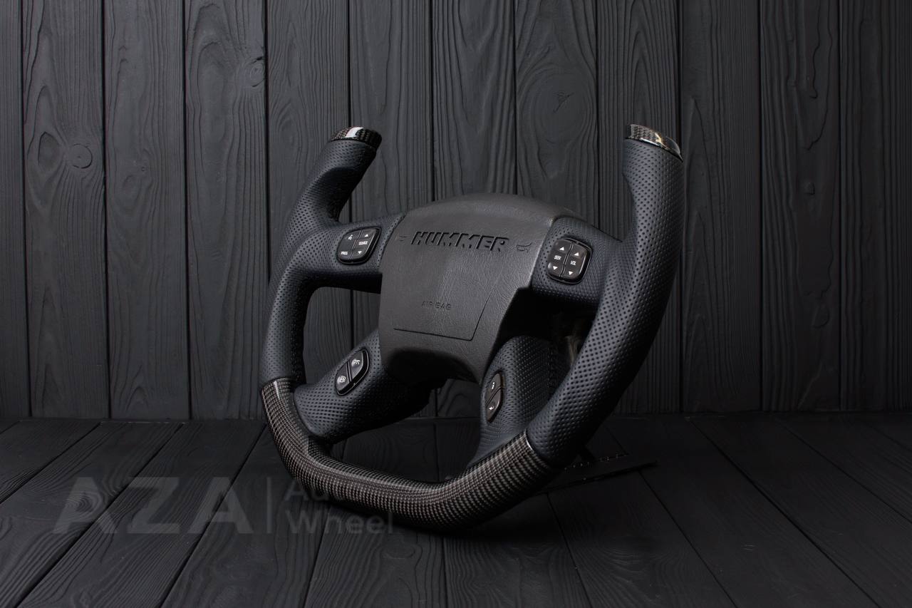 Steering wheel Hummer H2 Jet style Carbon fiber/Perforated leather - Image 3