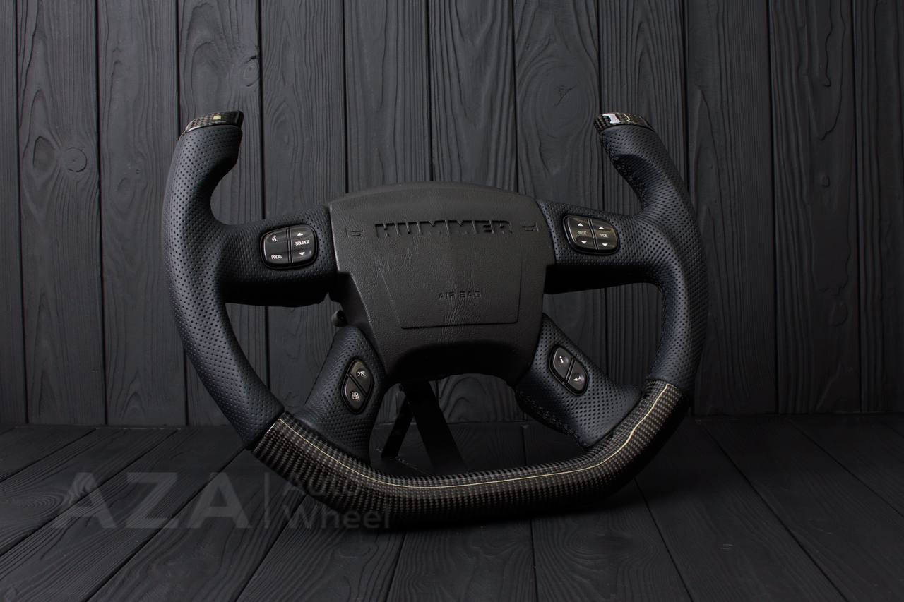 Steering wheel Hummer H2 Jet style Carbon fiber/Perforated leather - Image 4