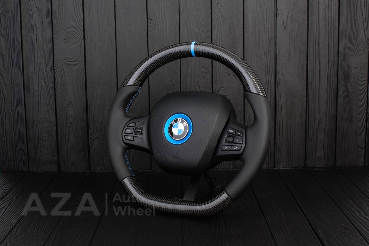 Steering wheel BMW i3 Carbon fiber/Napa/Blue stripe - Image 3