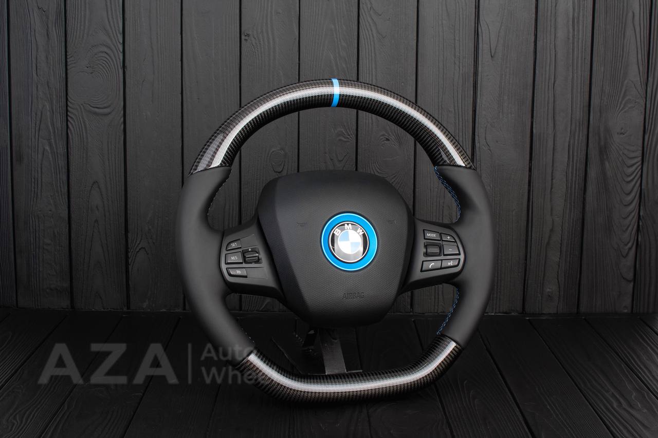 Steering wheel BMW i3 Carbon fiber/Napa/Blue stripe - Image 4