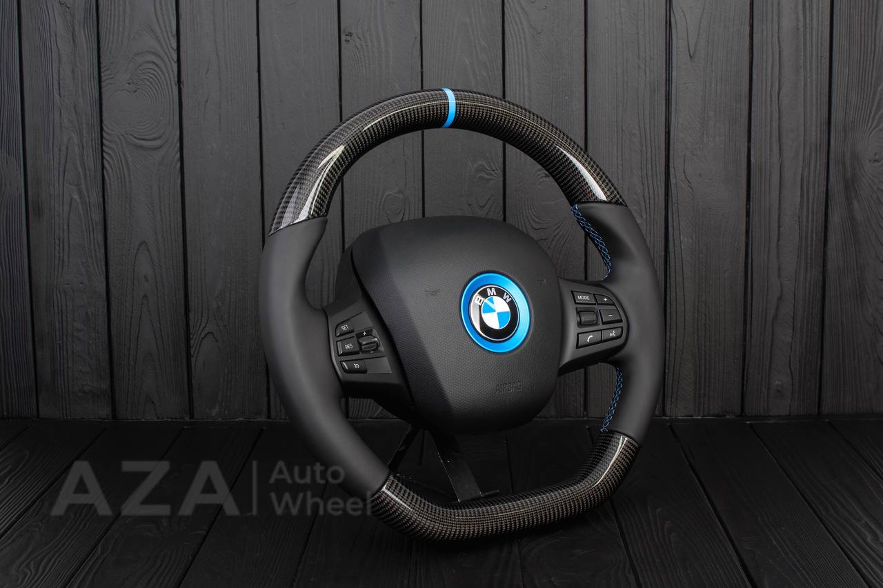 Steering wheel BMW i3 Carbon fiber/Napa/Blue stripe - Image 5