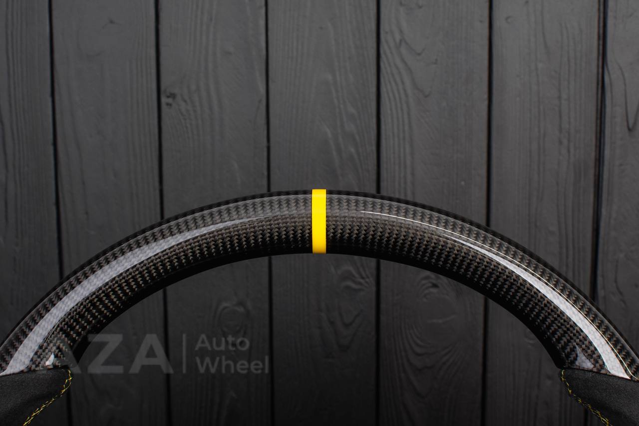 Steering wheel Ford Mustang GT Cobra Carbon fiber/Alcantara/Yellow stripe (can be any color) - Image 6
