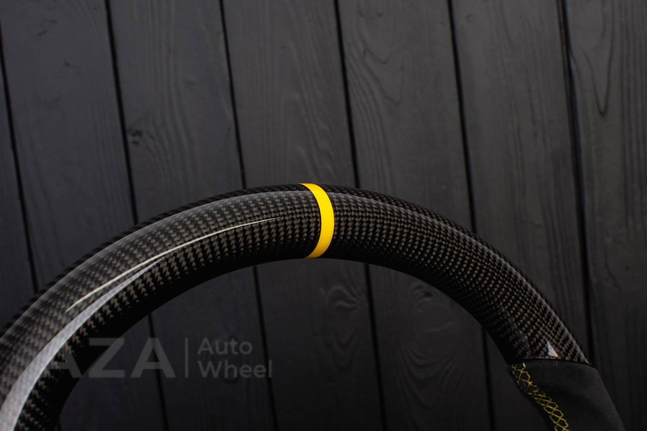 Steering wheel Ford Mustang GT Cobra Carbon fiber/Alcantara/Yellow stripe (can be any color) - Image 7