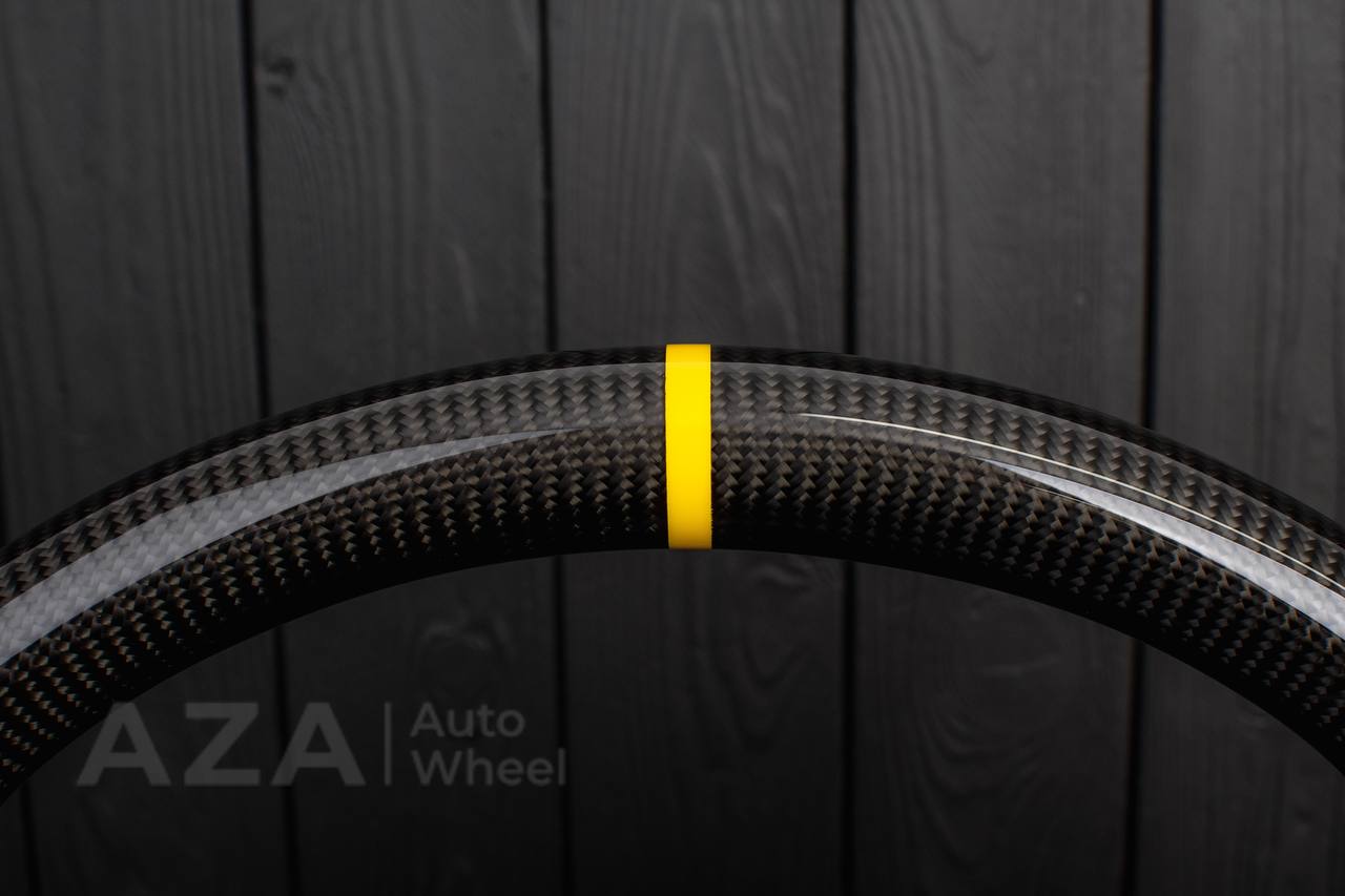 Steering wheel Ford Mustang GT Cobra Carbon fiber/Alcantara/Yellow stripe (can be any color) - Image 8
