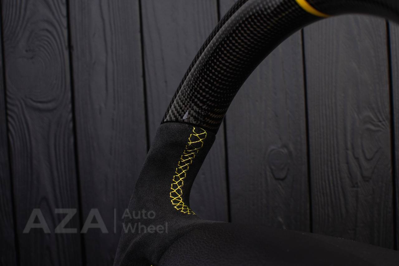 Steering wheel Ford Mustang GT Cobra Carbon fiber/Alcantara/Yellow stripe (can be any color) - Image 12